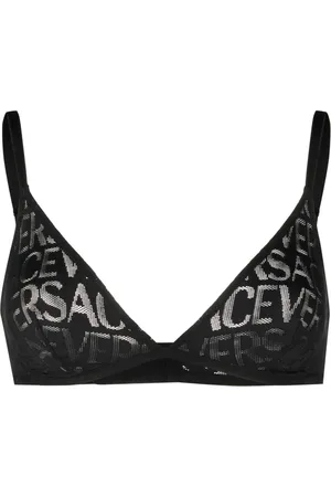 VERSACE Allover logo mesh triangle bra