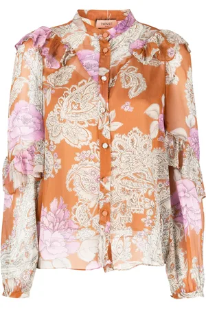 Twin-Set Floral-print ruffled blouse