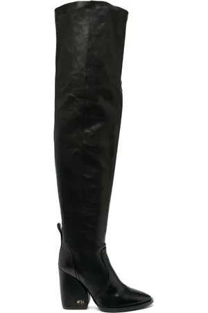 Nº21 Logo-sole 100mm leather knee-high boots