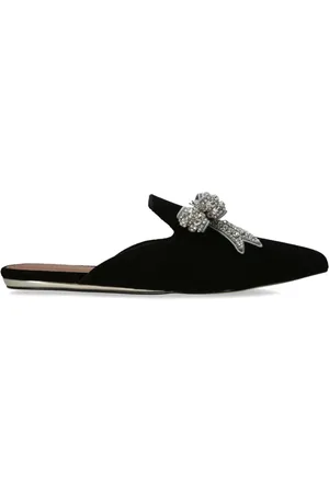 Kurt Geiger Olive Bow velvet slippers