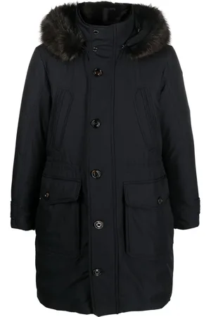 MOORER Button-down hooded raincoat