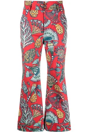 La DoubleJ Hendrix botanical-print flared trousers