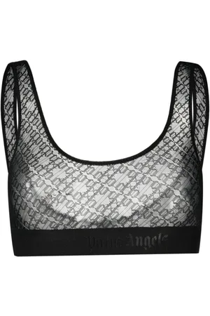 Palm Angels Logo-print sheer tulle bra