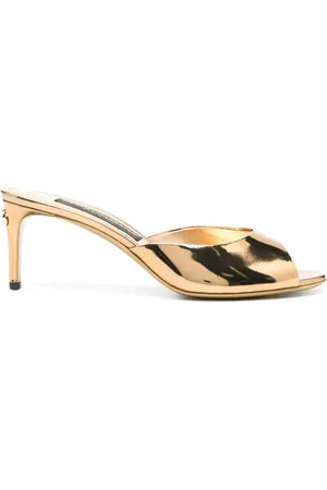 Dolce & Gabbana 70mm metallic-finish leather mules