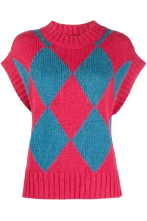 La DoubleJ Argyle intarsia-knit vest