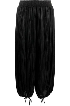 Styland Metallic-effect pleated cropped trousers