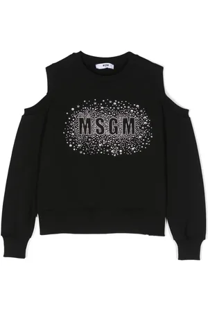 Msgm Logo print-embellished cold-shoulder sweatshirt