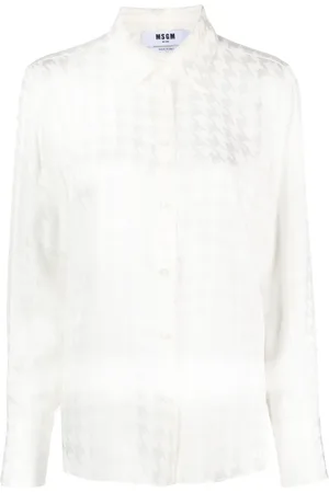 Msgm Houndstooth-pattern long-sleeve shirt