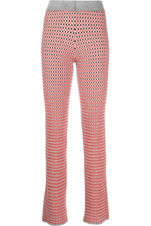 Paco rabanne Check-pattern ribbed-knit trousers