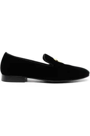 Roberto Cavalli Monogram-motif velvet loafers