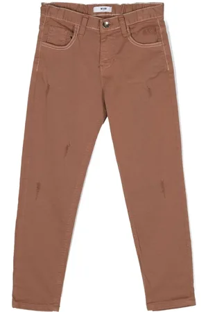 Msgm Distressed stretch-cotton trousers