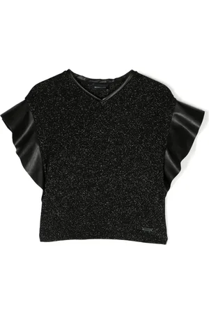MONNALISA Metallic-threading panelled blouse