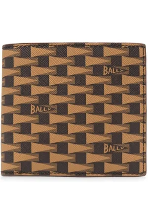Buy Bally Monogram Print Bi-Fold Wallet, Brown Color Men