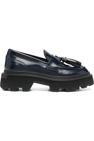 santoni Tassel leather loafers