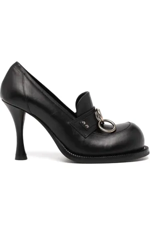 MARTINE ROSE 100mm bulb-toe leather pumps