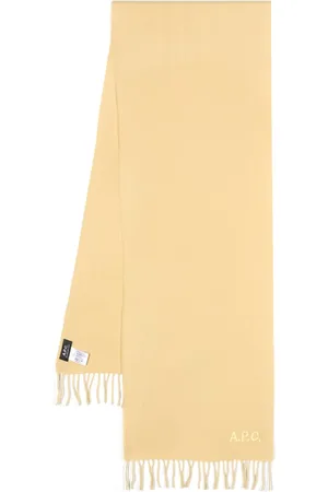 A.P.C. Logo-embroidered fringed scarf