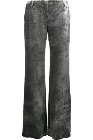 Alberta Ferretti Crushed-velvet low-rise trousers