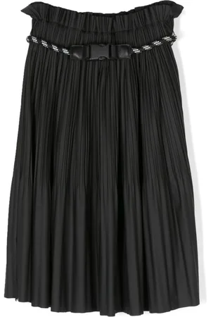 DKNY Plissé belted midi skirt