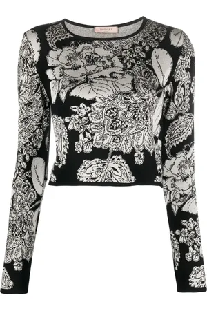 Twin-Set Floral intarsia-knit top