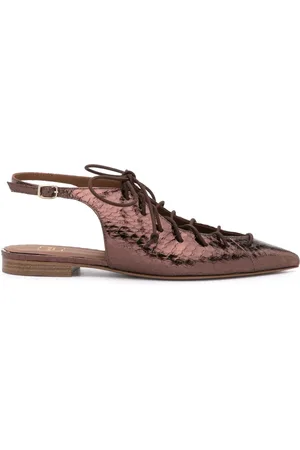 MALONE SOULIERS Alessandra lace-up metallic slingbacks