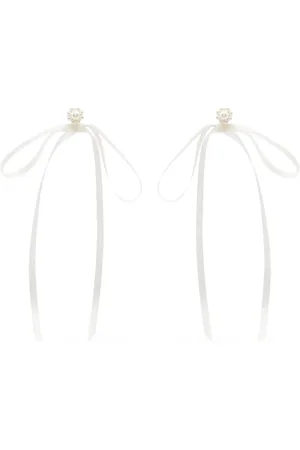 Simone Rocha Pearl-embellished ribbon bow earrings