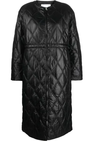 Ganni Diamond-quilted zip-up raincoat