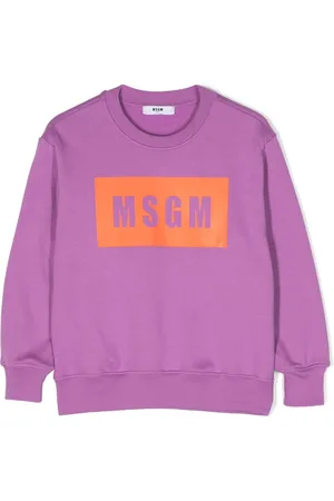 MSGM Kids embroidered-logo cotton sweatshirt - Yellow