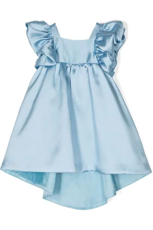 HUCKLEBONES LONDON Satin-finish flute-sleeve dress