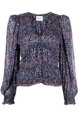 Marant Etoile Floral-print V-neck silk blouse