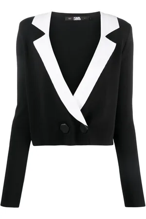 Karl Lagerfeld Notch-lapel cropped cardigan