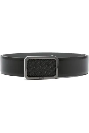 HUGO BOSS Monogram-plaque buckle leather belt