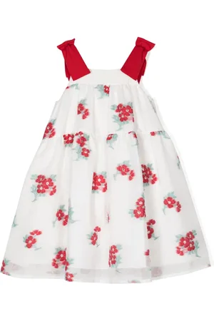 HUCKLEBONES LONDON Floral-embroidered tiered dress