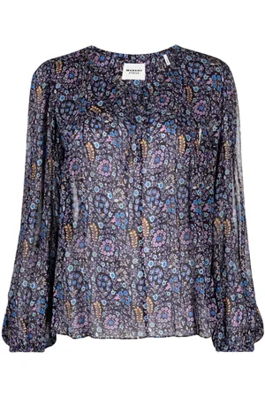 Marant Etoile Floral-print tie-neck crepe blouse