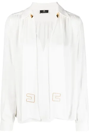 Elisabetta Franchi Attached-scarf logo-appliqué blouse