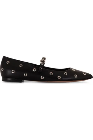 Gianvito Rossi Eyelet-embellished leather ballerina shoes