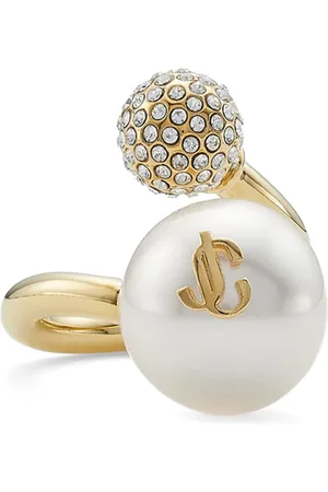 Jimmy Choo Auri logo-plaque cuff ring
