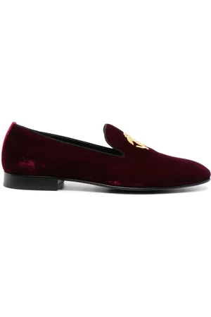 Roberto Cavalli Logo-plaque velvet-finish loafers