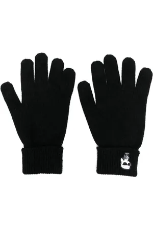 Karl Lagerfeld monogram-pattern Gloves - Black