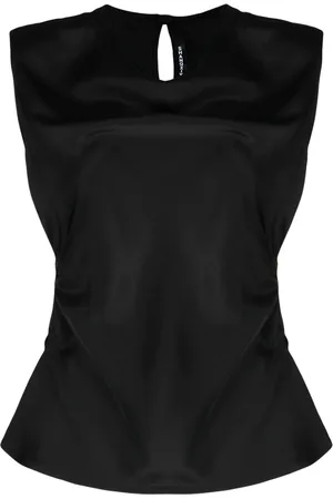 SHANG XIA Ruched silk-satin top