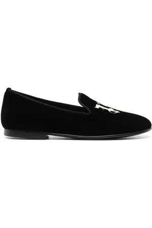 Palm Angels Logo-embroidered velvet loafers