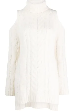 P.A.R.O.S.H. Cold-shoulder cable-knit jumper