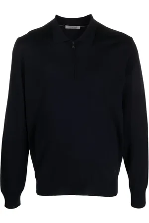 corneliani Zip-up virgin-wool polo shirt