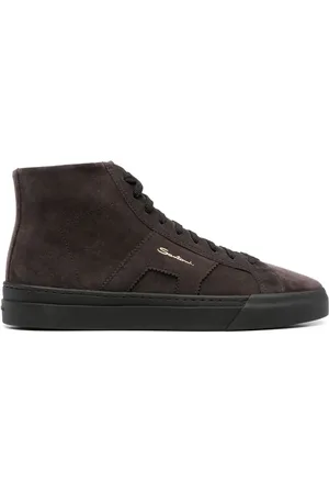 santoni Logo-print suede sneakers
