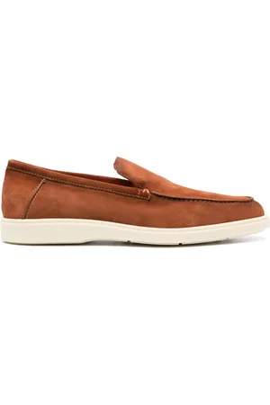 santoni Almond-toe suede loafers