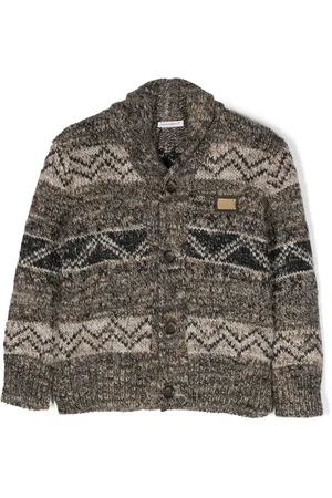 Dolce & Gabbana Logo-plaque intarsia-knit cardigan