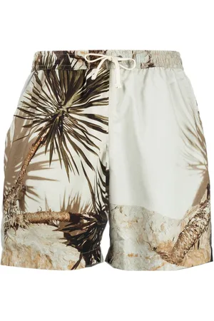 BLUE SKY INN Palm tree-print drawstring swim shorts