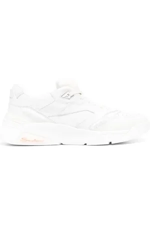 santoni Leather panelled sneakers