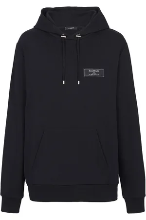Balmain Logo-patch cotton hoodie