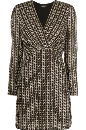 Liu Jo Chain-link print silk wrap minidress