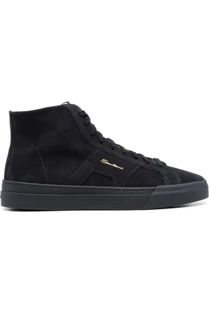 santoni Logo-print leather sneakers